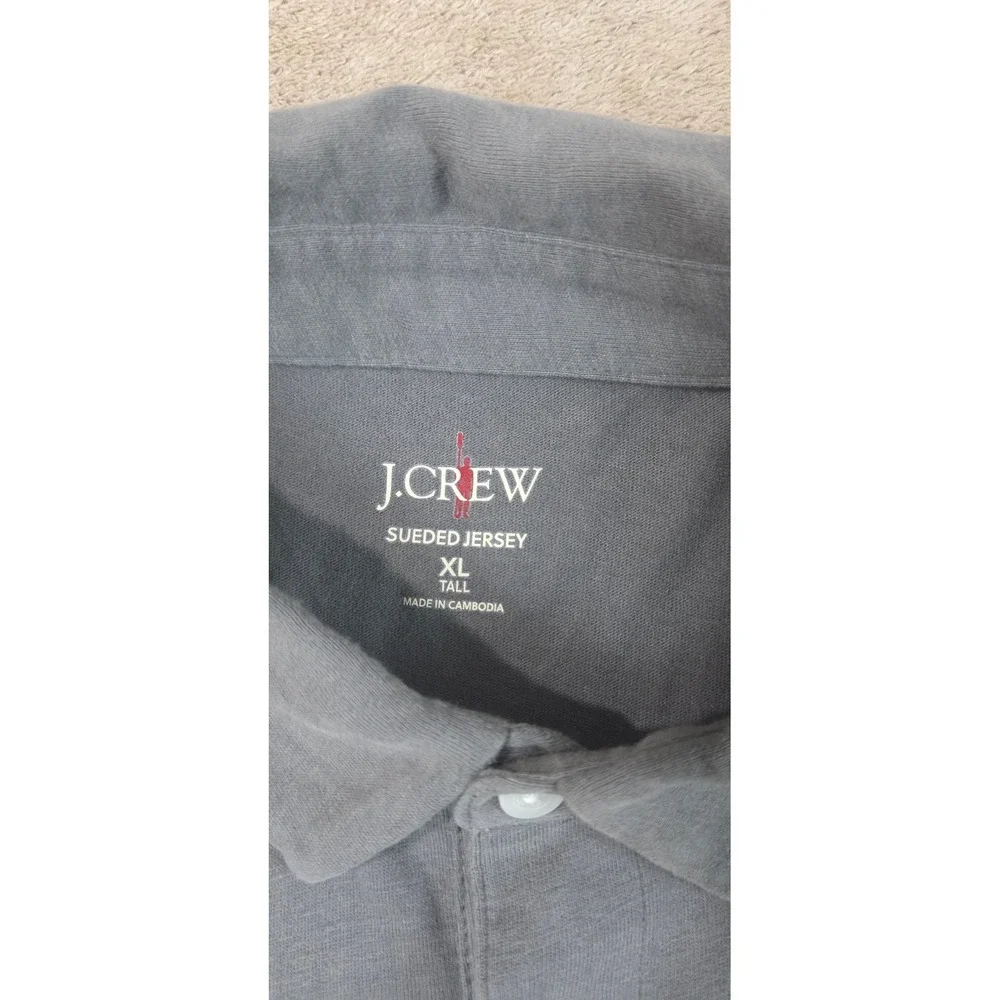 J. CREW Suede Jersey Oarsman Polo Shirt XLT Tall Gray 100% Cotton S/S BW394